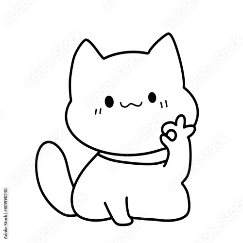 Fototapeta Naklejka Na Ścianę i Meble -  cat cartoon  hand drawn outline