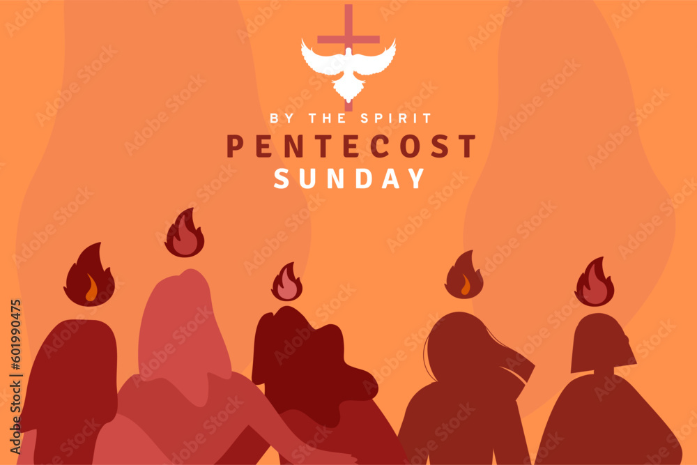 An illustration of Pentecost sunday holy spirit. Biblical Series - obrazy, fototapety, plakaty 