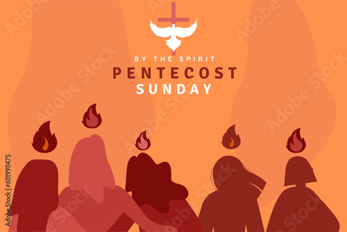 Obraz na plátně An illustration of Pentecost sunday holy spirit. Biblical Series