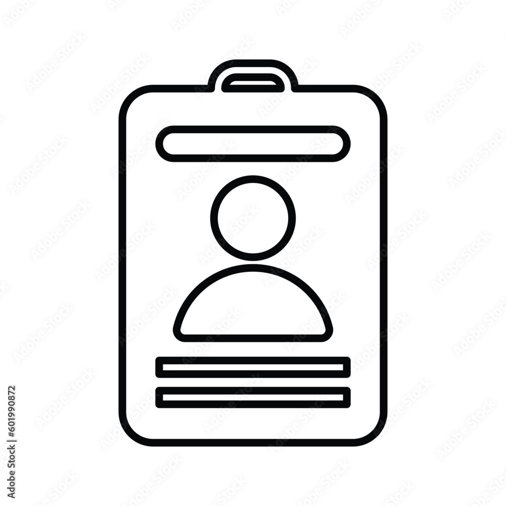 Admit, id card icon. Line, outline design. Admit, id card icon. Line, outline design.