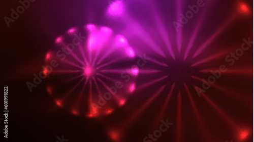 Neon glowing circles, magic energy space light concept, abstract background wallpaper design