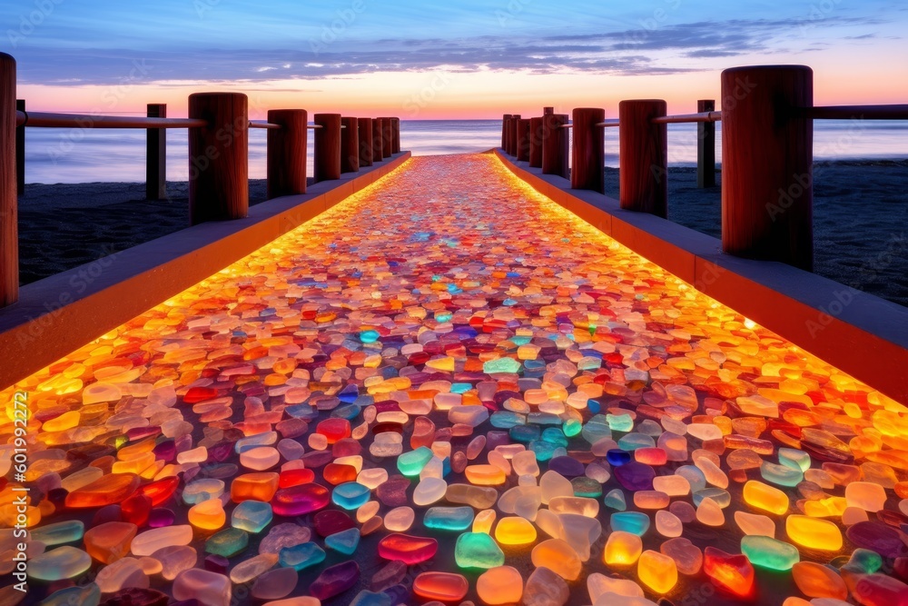 Fototapeta premium Pebble with lights. Generative AI