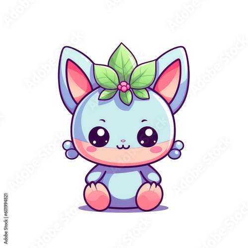 Cute cartoon animal character design on a transparant background, PNG, Generative Ai