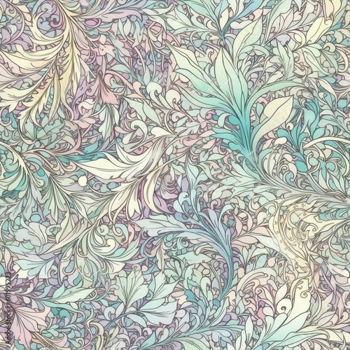 Beautiful elegant flower seamless pattern, created with generative AI © MiraCle72
