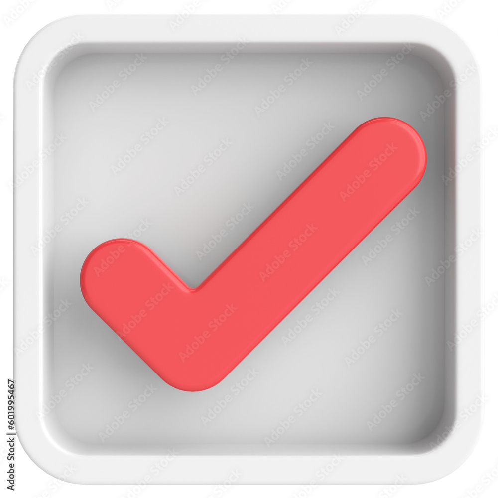 3D checkbox. Check mark. 3D illustration. 3D checkbox. Check mark. 3D illustration.