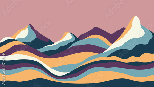 Beautiful mountain landscape made from wavy shapes