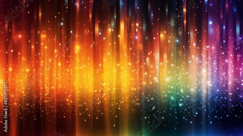 虹色に輝くライトとパーティクル：AI作品
