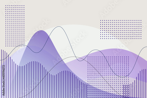 Graphs, diagrams, parabolas, geometric shapes on Blue green gradient vector background. illustration in abstract style. Modern concept for presentation, background for interface, advertising, text