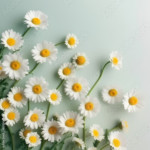 Cute Daisy Flowers Pattern On Soft Green Background Illustration