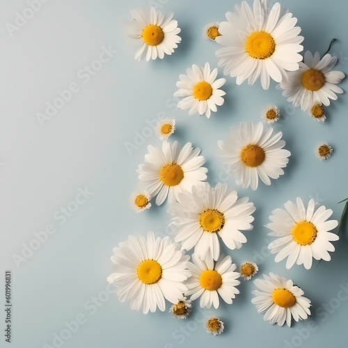 Cute Daisy Flowers Pattern On Gray Background Illustration