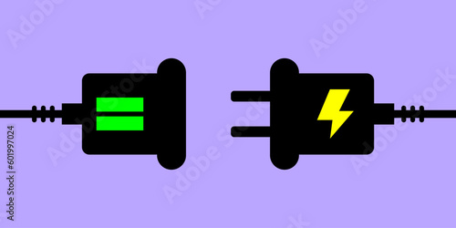 Electric socket with a plug. Connect and disconnect concept banner or background. Modern background vector illustration.
