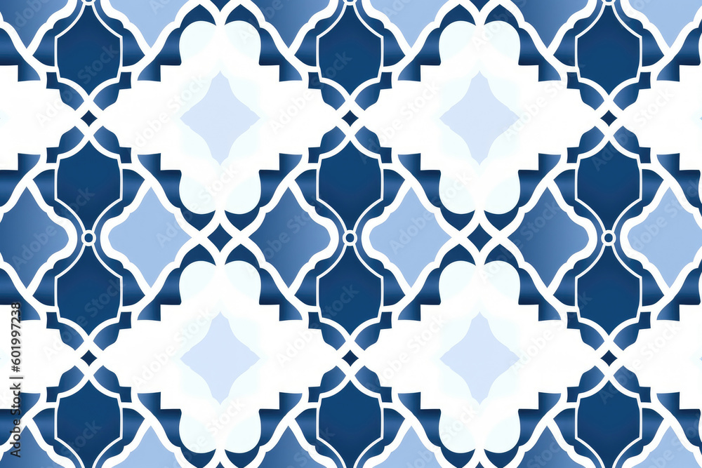 Fototapeta premium blue and white moroccan pattern background