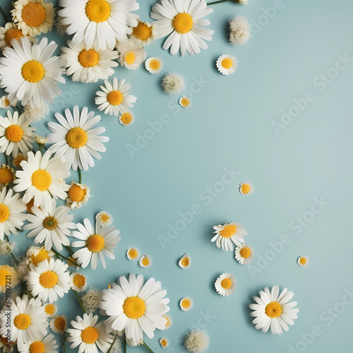 Cute Daisy Flowers Pattern On Soft Green Background Illustration