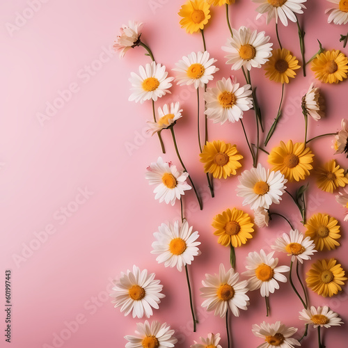 Cute Daisy Flowers Pattern On Pink Background Illustration
