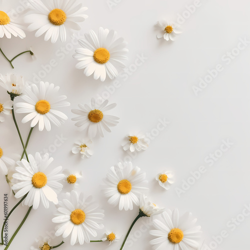 Cute Daisy Flowers Pattern On White Background Illustration © imazydreams