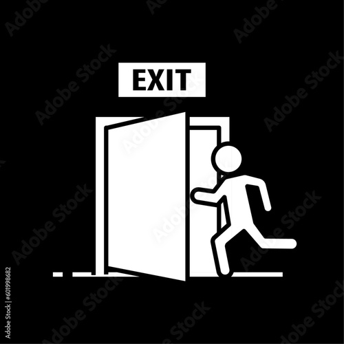 Person running to save themselves icon.  Vector glyph icon.