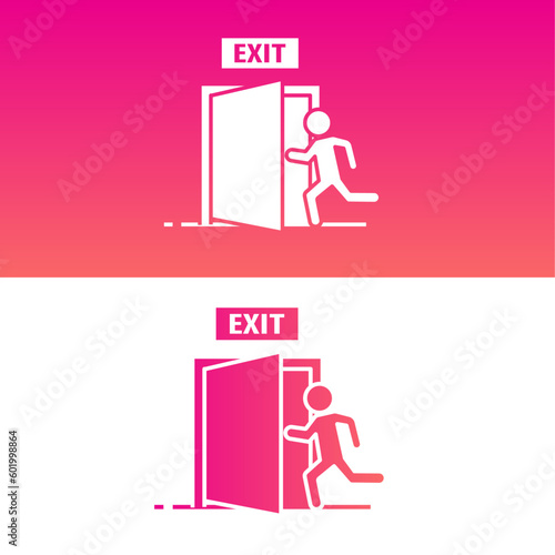 Person running to the safety icon. Vector gradient icon.