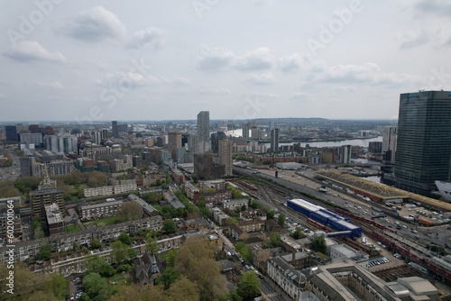 Poplar East London UK Flats ,apartments , housing drone aerial view. © steve