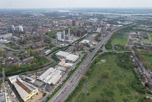 Stratford East London UK drone , aerial , birds eye view