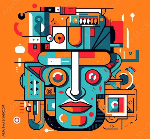 Artistic illustration of a man head in abstract style, generative ai