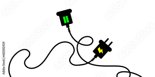 Electric socket with a plug. Connect and disconnect concept banner or background. Modern background vector illustration.