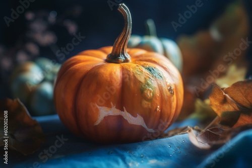 Close-up aquarelle pumpkin art. Generative AI
