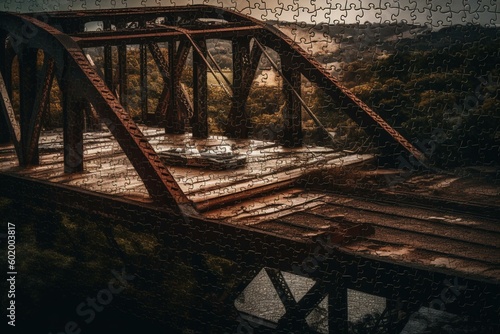 a puzzle of a bridge. Generative AI © Quin