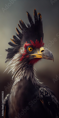 Portrait of Phorusrhacos Bird Close Up Look AI Generative photo