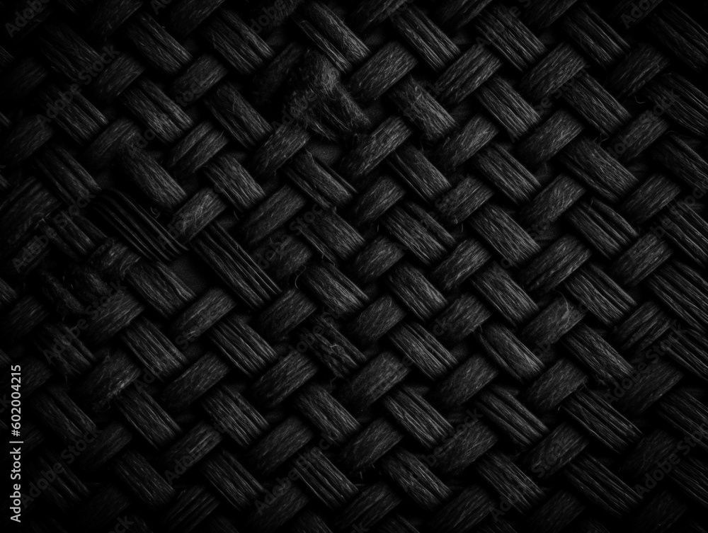 Dark black Abstract woven mat texture. Wickerwork background created with Generative AI technology Dark black Abstract woven mat texture. Wickerwork background created with Generative AI technology
