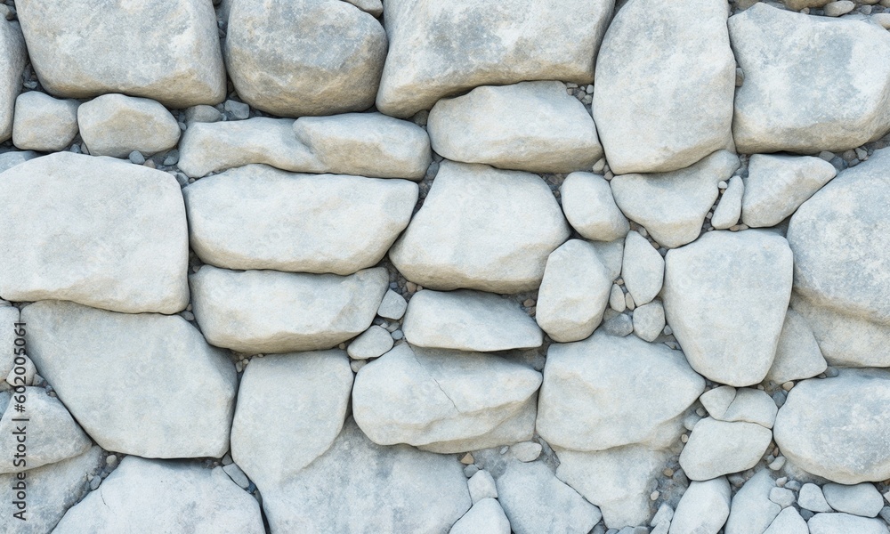 Fototapeta White stone background. Rock texture. Gray stone grunge background. Fragment of the mountain surface. Close-up. It looks like a stone wall (Generative AI)