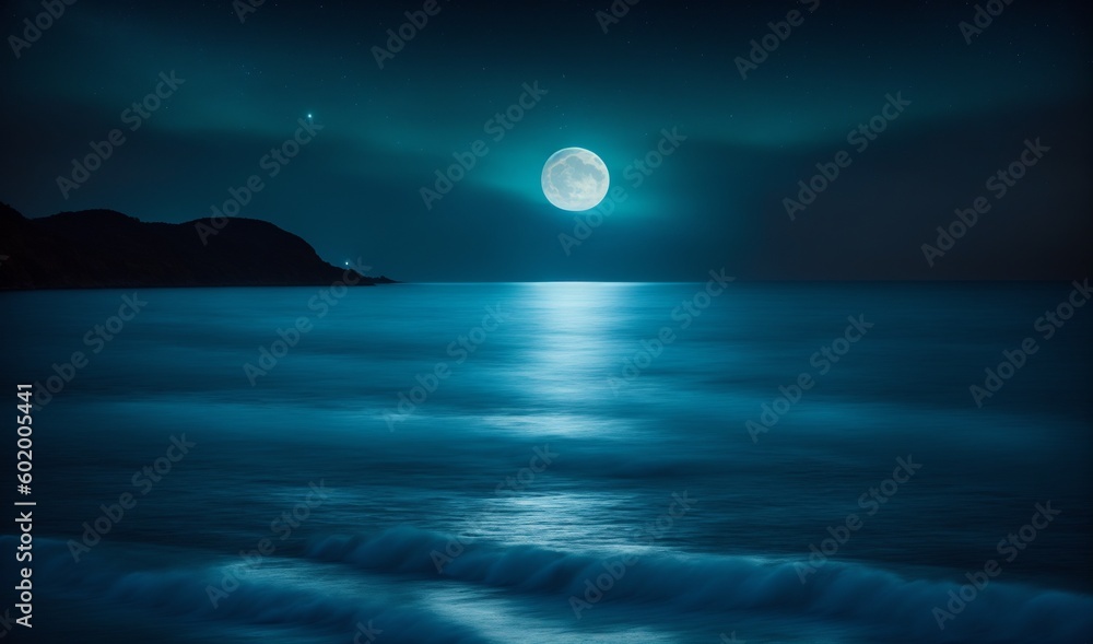 Calm ocean at night (Generative AI) Calm ocean at night (Generative AI)