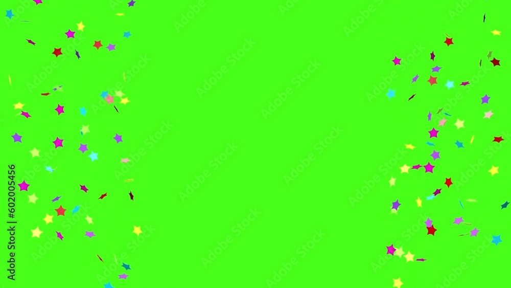 Colored confetti flies up from two sides against the background of a green screen. 3D animation. Colored confetti flies up from two sides against the background of a green screen. 3D animation.