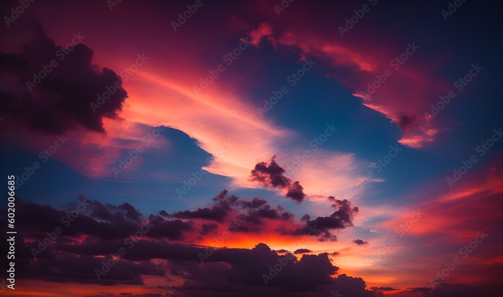 Beautiful sky with colorful clouds (Generative AI)