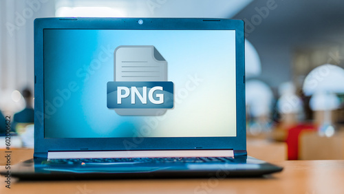 Laptop computer displaying the icon of PNG file