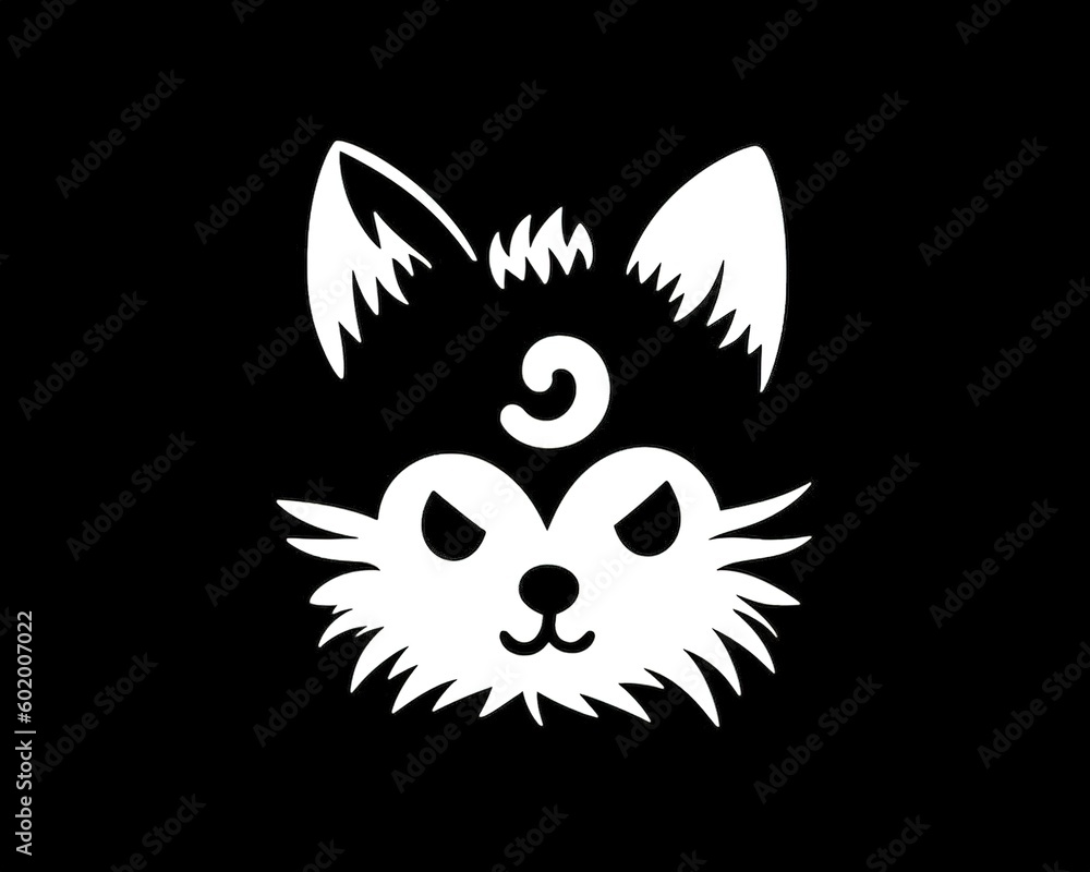 Obraz premium Cat head illustration design, generative ai