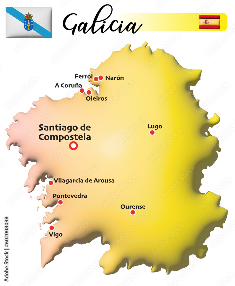 Galicien, Fläche und Flagge (Spanien) - obrazy, fototapety, plakaty 