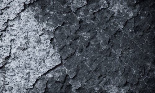 Tekstura popękanej skały Czarne białe tło kamienia Grunge Ciemnoszara, szorstka powierzchnia Generacyjna AI