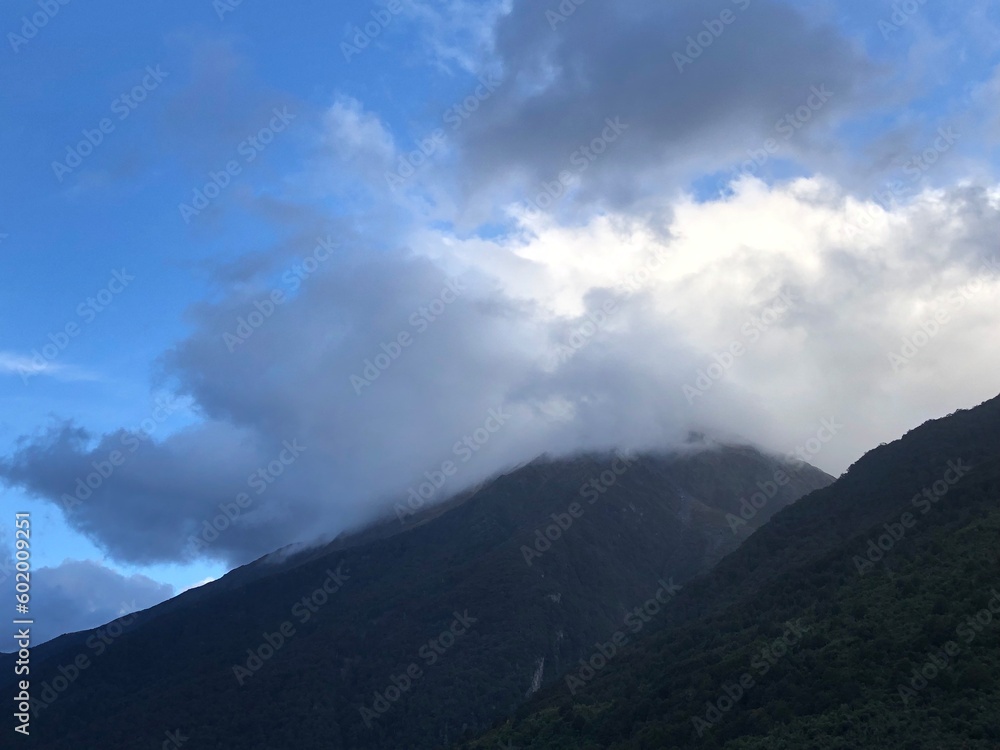 Clouds at the peak of the mountains 