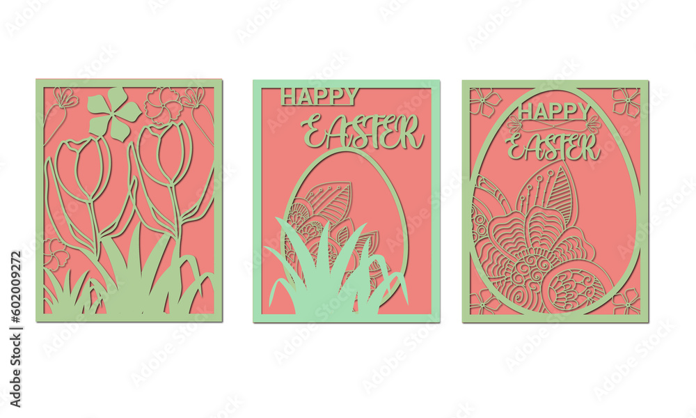 Happy Easter day 2 layer gift card design bundle