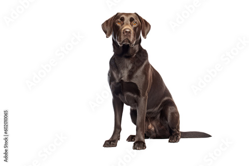 Labrador Retriever  Dark Brown  Sitting  Isolated on Transparent Background  AI Generative