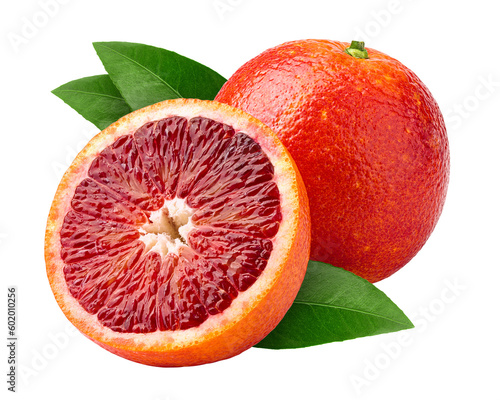 red blood orange, isolated on white background, full depth of field