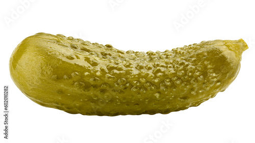 marinated pickled cucumbers isolated on white background, full depth of field