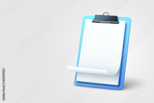 Clipboard communication, management service page, business paper. Vector illustration