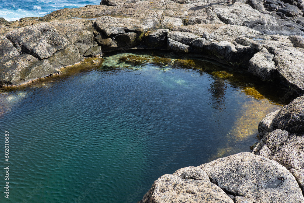 Los Charcones area with beautiful green and blue seawater pools.