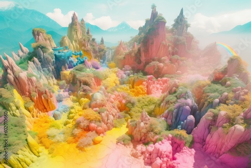 The pastel colorful of the grand canyon. Generative AI.