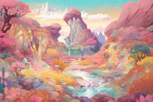 The  pastel colorful of the grand canyon. Generative AI. © hugo