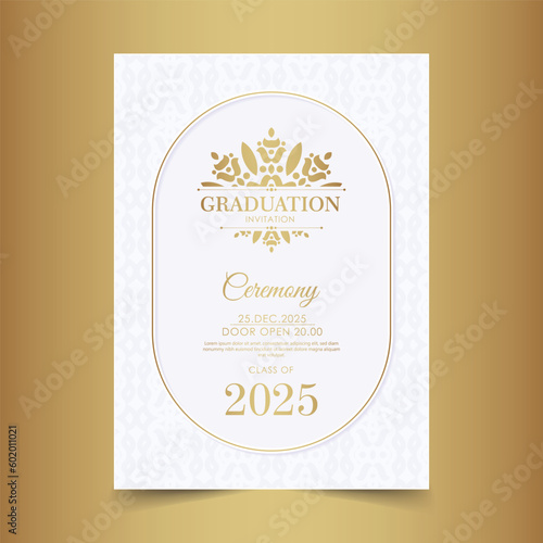 Elegant graduation invitation template with ornament