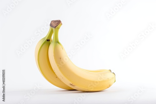 Bananas isolated on white. Generative AI.