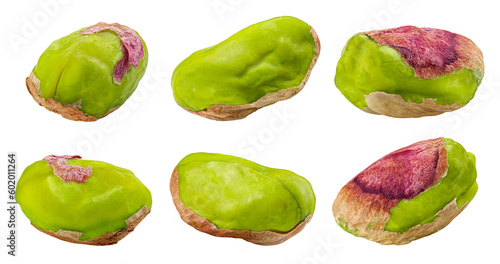 Canvas Print pistachio peeled isolated on white background, full depth of field