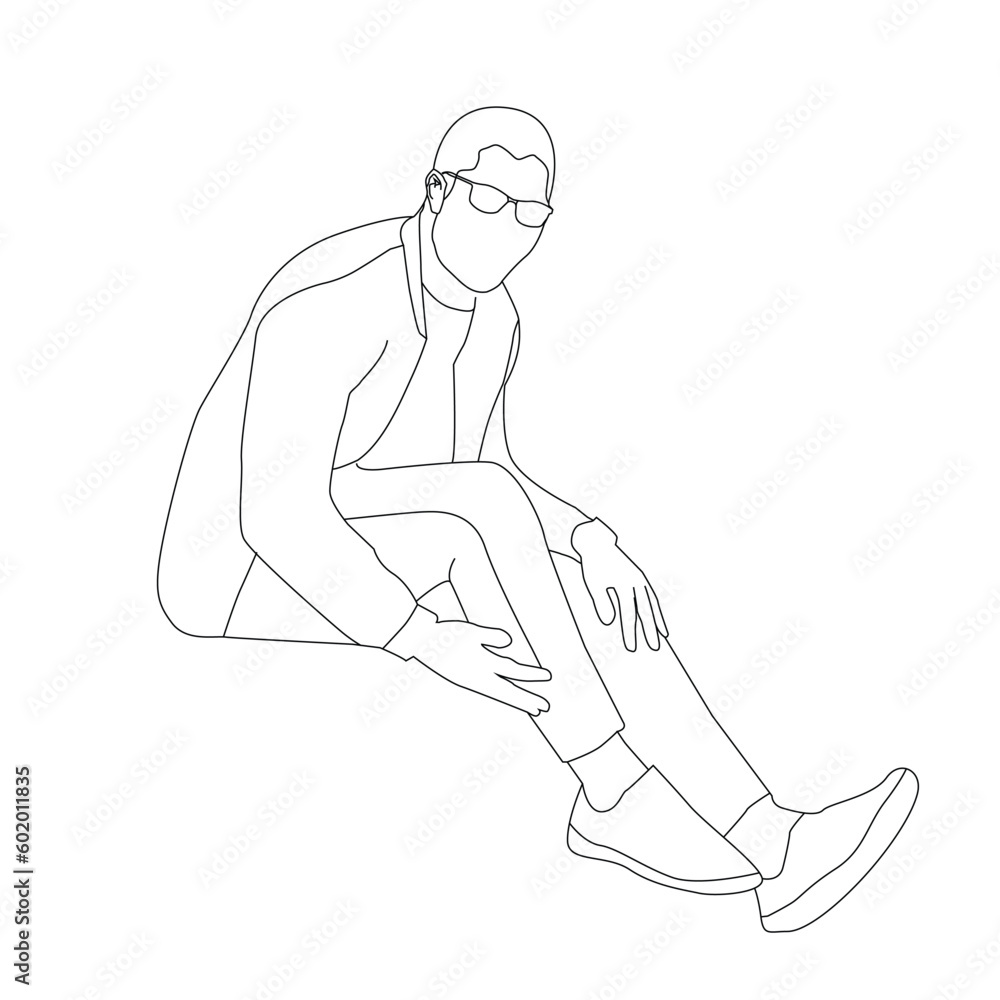 man laid download line art vector